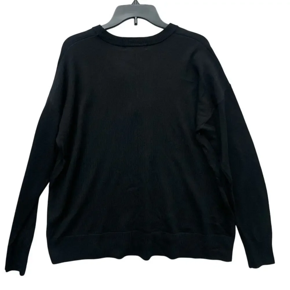 Icebreaker Shearer Crewe Sweater Women's L Black 100% Merino Wool Cozy - Picture 3 of 5